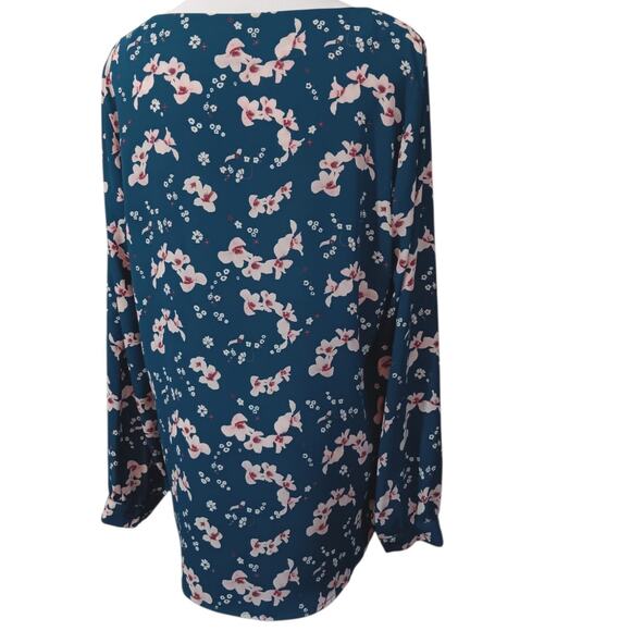 PLEIONE Blouse Top M Pretty Flowers Career Office Professional Dressy Floral - Picture 2 of 9